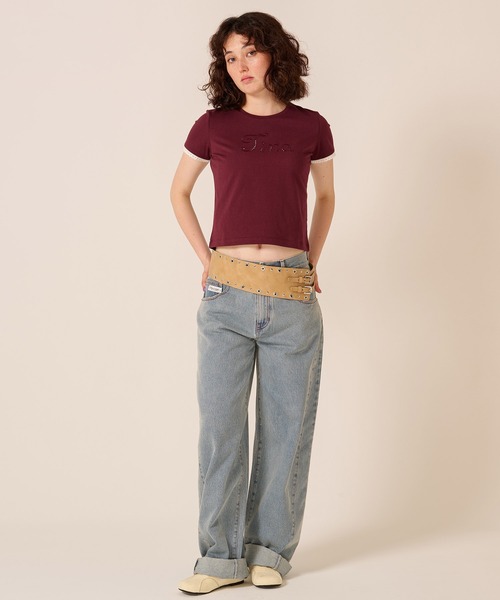 TINA:JOJUN(ティーナジョジュン)の「レース風 刺繍 Tシャツ TINA:JOJUN(Tシャツ/カットソー・レディース・ライトグリーン/ボルドー/ホワイト・M)」の14枚目の写真