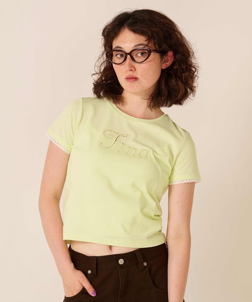 TINA:JOJUN(ティーナジョジュン)の「レース風 刺繍 Tシャツ TINA:JOJUN(Tシャツ/カットソー・レディース・ライトグリーン/ボルドー/ホワイト・M)」の17枚目の写真