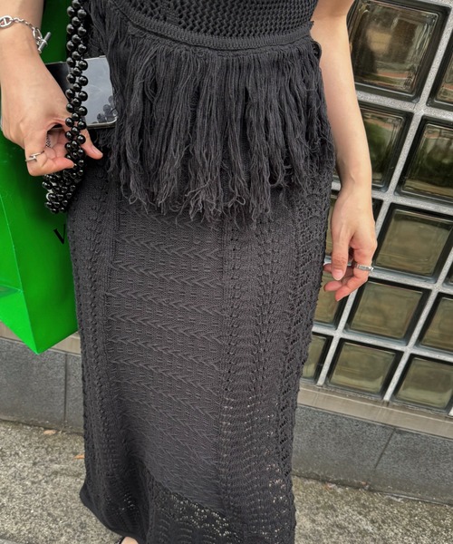 WILLFULLY(ウィルフリー)の「multi pattern jacquard fringe knit OP(ワンピース・レディース・ナチュラル/ブラック・FREE)」の17枚目の写真