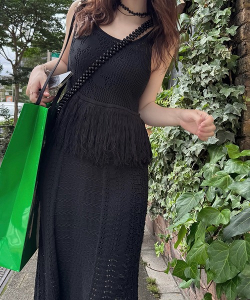 WILLFULLY(ウィルフリー)の「multi pattern jacquard fringe knit OP(ワンピース・レディース・ナチュラル/ブラック・FREE)」の11枚目の写真