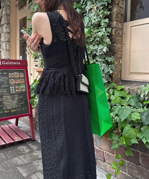 WILLFULLY(ウィルフリー)の「multi pattern jacquard fringe knit OP(ワンピース・レディース・ナチュラル/ブラック・FREE)」の12枚目の写真