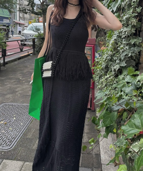 WILLFULLY(ウィルフリー)の「multi pattern jacquard fringe knit OP(ワンピース・レディース・ナチュラル/ブラック・FREE)」の13枚目の写真