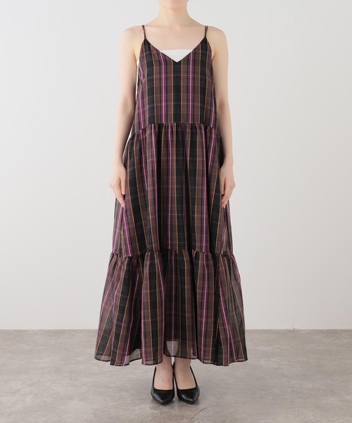 JOURNAL STANDARD（ジャーナルスタンダード）の「コットンシルクチェックティアード ワンピース（ワンピース・レディース・ブラック系その他/ブルー系その他・FREE）」の12枚目の写真