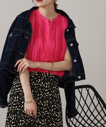 EGLANTINE シアーピンタックノースリーブブラウス