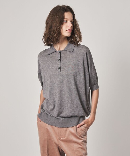 Steven Alan(スティーブンアラン)の「<Steven Alan>オーバーサイズ ポロニット(ニット/セーター・レディース・ライトピンク/グレー系・FREE)」の1枚目の写真