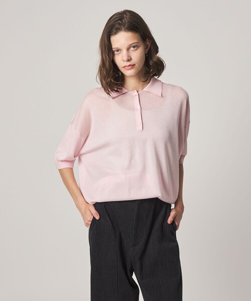 Steven Alan(スティーブンアラン)の「<Steven Alan>オーバーサイズ ポロニット(ニット/セーター・レディース・ライトピンク/グレー系・FREE)」の2枚目の写真