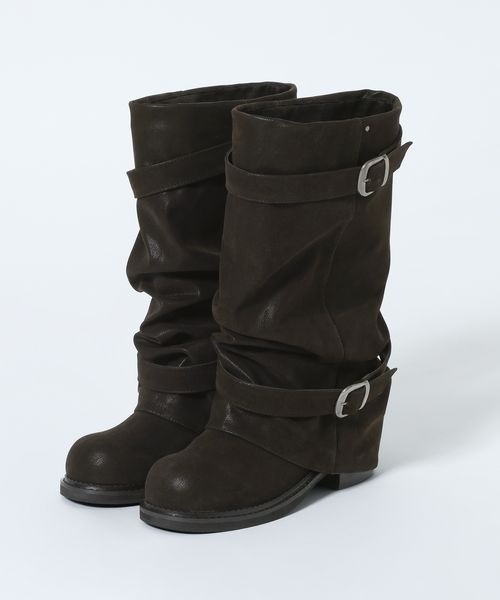 JEANASIS(ジーナシス)の「スラウチミドルブーツ/1052546(ブーツ・レディース・ブラウン/ブラック・LARGE/MEDIUM)」の1枚目の写真