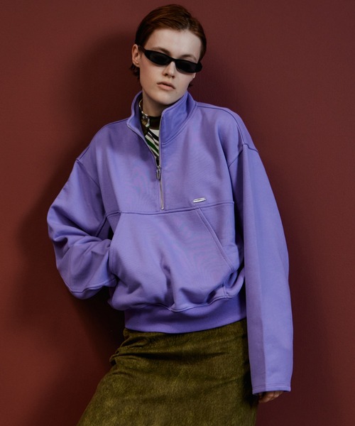 MAISON SPECIAL(メゾンスペシャル)の「【2026Autumn PRE-ORDER】Short Half-Zip Sweatshirt/ショートハーフジップスウェット(Tシャツ/カットソー・レディース・ライトグレー/グリーン/パープル/チャコールグレー・FREE)」の4枚目の写真