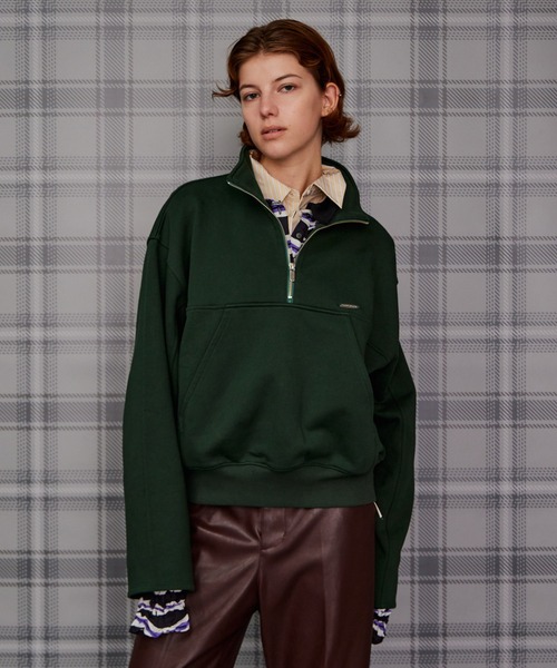 MAISON SPECIAL(メゾンスペシャル)の「【2026Autumn PRE-ORDER】Short Half-Zip Sweatshirt/ショートハーフジップスウェット(Tシャツ/カットソー・レディース・ライトグレー/グリーン/パープル/チャコールグレー・FREE)」の3枚目の写真