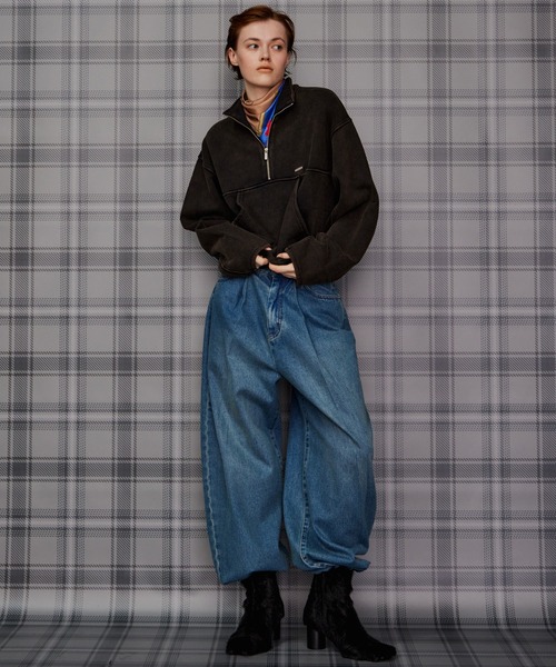 MAISON SPECIAL(メゾンスペシャル)の「【2026Autumn PRE-ORDER】Short Half-Zip Sweatshirt/ショートハーフジップスウェット(Tシャツ/カットソー・レディース・ライトグレー/グリーン/パープル/チャコールグレー・FREE)」の6枚目の写真