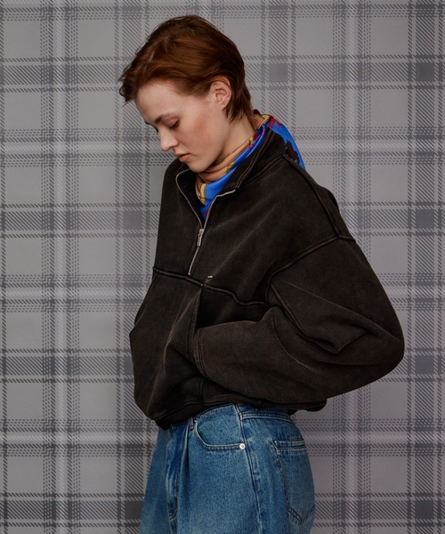 MAISON SPECIAL(メゾンスペシャル)の「【2026Autumn PRE-ORDER】Short Half-Zip Sweatshirt/ショートハーフジップスウェット(Tシャツ/カットソー・レディース・ライトグレー/グリーン/パープル/チャコールグレー・FREE)」の9枚目の写真