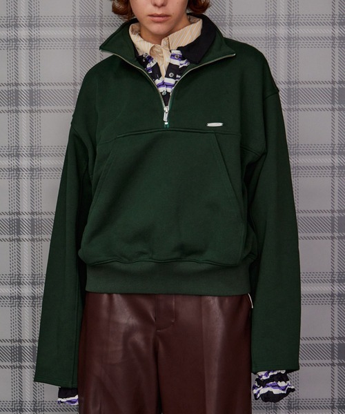MAISON SPECIAL(メゾンスペシャル)の「【2026Autumn PRE-ORDER】Short Half-Zip Sweatshirt/ショートハーフジップスウェット(Tシャツ/カットソー・レディース・ライトグレー/グリーン/パープル/チャコールグレー・FREE)」の15枚目の写真