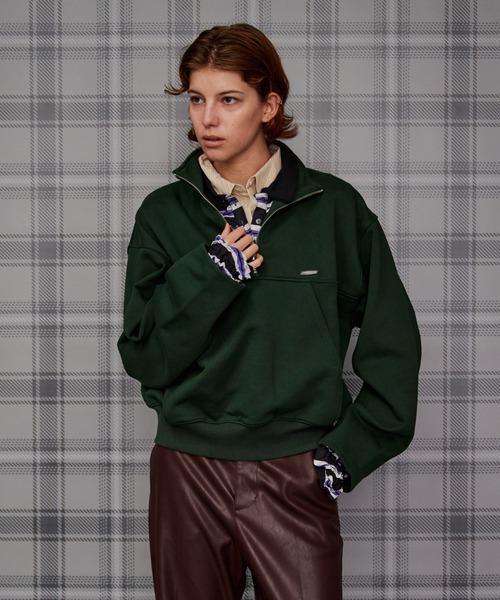 MAISON SPECIAL(メゾンスペシャル)の「【2026Autumn PRE-ORDER】Short Half-Zip Sweatshirt/ショートハーフジップスウェット(Tシャツ/カットソー・レディース・ライトグレー/グリーン/パープル/チャコールグレー・FREE)」の17枚目の写真