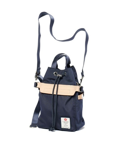 AS2OV(アッソブ)の「【AS2OV/アッソブ】 HIGHDENSITY DRAW STRING BAG / 巾着ショルダー(ショルダーバッグ・メンズ・ネイビー/グレー・FREE)」の1枚目の写真