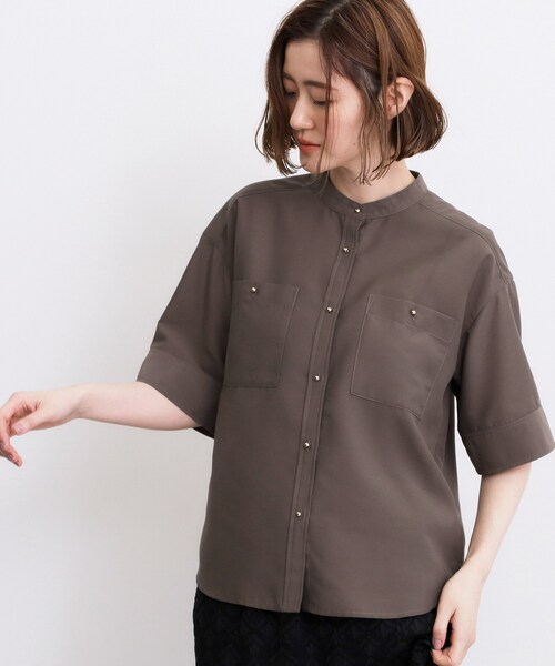 grove(グローブ)の「【洗濯機◎】ほんのり大人の透け感、シアーカバーブラウス(シャツ/ブラウス・レディース・ブラック/グリーン/ブラウン系その他/アイボリー・02/03/01/05/04)」の3枚目の写真