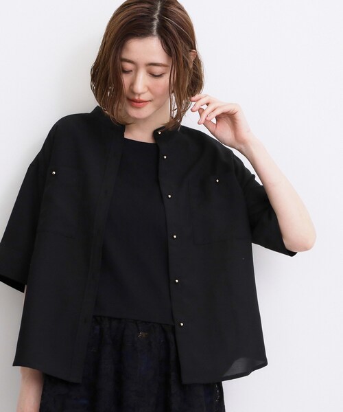 grove(グローブ)の「【洗濯機◎】ほんのり大人の透け感、シアーカバーブラウス(シャツ/ブラウス・レディース・ブラック/グリーン/ブラウン系その他/アイボリー・02/03/01/05/04)」の1枚目の写真