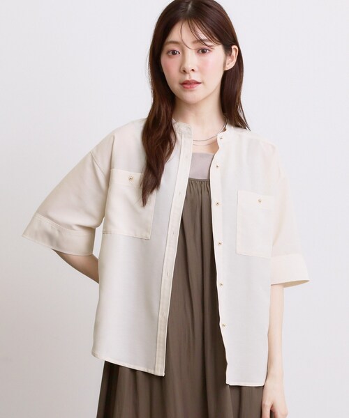 grove(グローブ)の「【洗濯機◎】ほんのり大人の透け感、シアーカバーブラウス(シャツ/ブラウス・レディース・ブラック/グリーン/ブラウン系その他/アイボリー・02/03/01/05/04)」の5枚目の写真