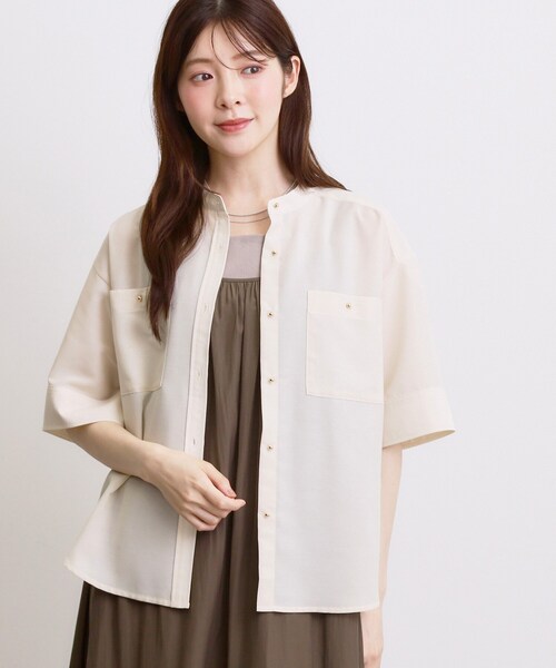 grove(グローブ)の「【洗濯機◎】ほんのり大人の透け感、シアーカバーブラウス(シャツ/ブラウス・レディース・ブラック/グリーン/ブラウン系その他/アイボリー・02/03/01/05/04)」の6枚目の写真