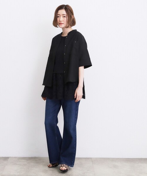 grove(グローブ)の「【洗濯機◎】ほんのり大人の透け感、シアーカバーブラウス(シャツ/ブラウス・レディース・ブラック/グリーン/ブラウン系その他/アイボリー・02/03/01/05/04)」の10枚目の写真