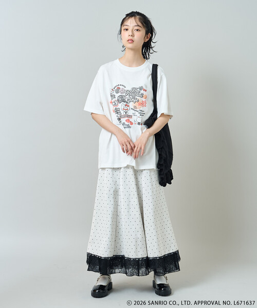 FREAK'S STORE(フリークスストア)の「SANRIO/サンリオ 'HELLO KITTY' コラージュ プリントTシャツ(Tシャツ/カットソー・レディース・チャコール/オフホワイト・フリ-)」の3枚目の写真
