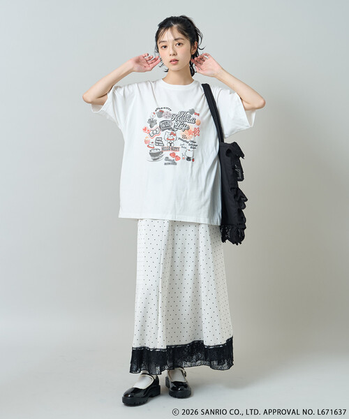 FREAK'S STORE(フリークスストア)の「SANRIO/サンリオ 'HELLO KITTY' コラージュ プリントTシャツ(Tシャツ/カットソー・レディース・チャコール/オフホワイト・フリ-)」の4枚目の写真