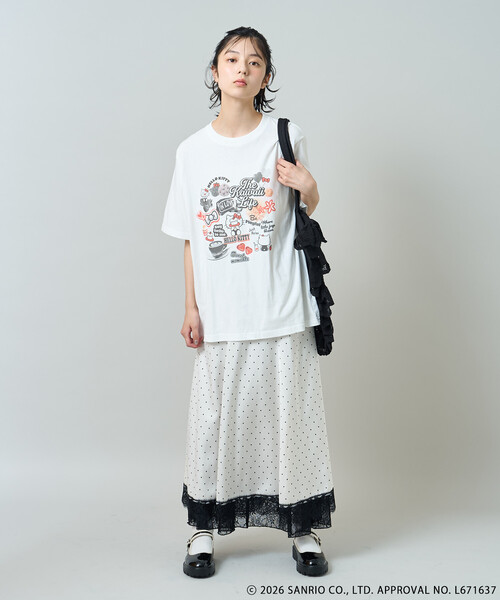 FREAK'S STORE(フリークスストア)の「SANRIO/サンリオ 'HELLO KITTY' コラージュ プリントTシャツ(Tシャツ/カットソー・レディース・チャコール/オフホワイト・フリ-)」の6枚目の写真