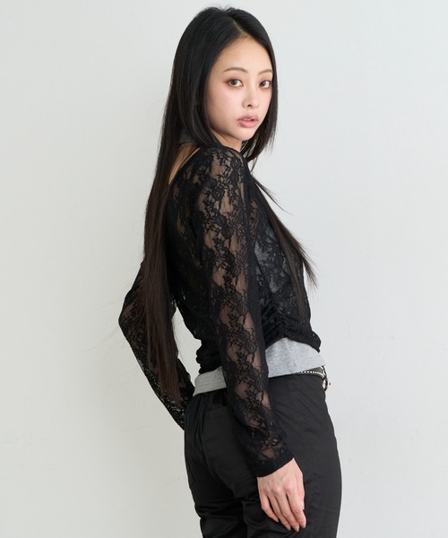 RAY CASSIN（レイカズン）の「【レース / 花柄】ホルターレイヤードTシャツ / ロンT（Tシャツ/カットソー・レディース・ブラック系その他3/ブルー系その他3/ブラック系その他2/アイボリー・FREE）」の20枚目の写真