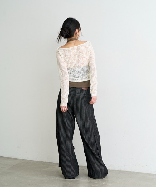 RAY CASSIN（レイカズン）の「【レース / 花柄】ホルターレイヤードTシャツ / ロンT（Tシャツ/カットソー・レディース・ブラック系その他3/ブルー系その他3/ブラック系その他2/アイボリー・FREE）」の18枚目の写真