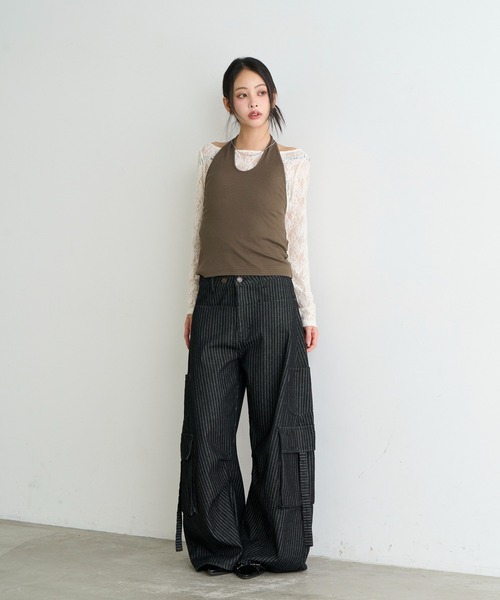 RAY CASSIN（レイカズン）の「【レース / 花柄】ホルターレイヤードTシャツ / ロンT（Tシャツ/カットソー・レディース・ブラック系その他3/ブルー系その他3/ブラック系その他2/アイボリー・FREE）」の8枚目の写真