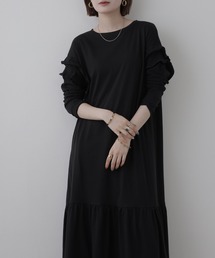 ダブルフリル長袖ワンピース