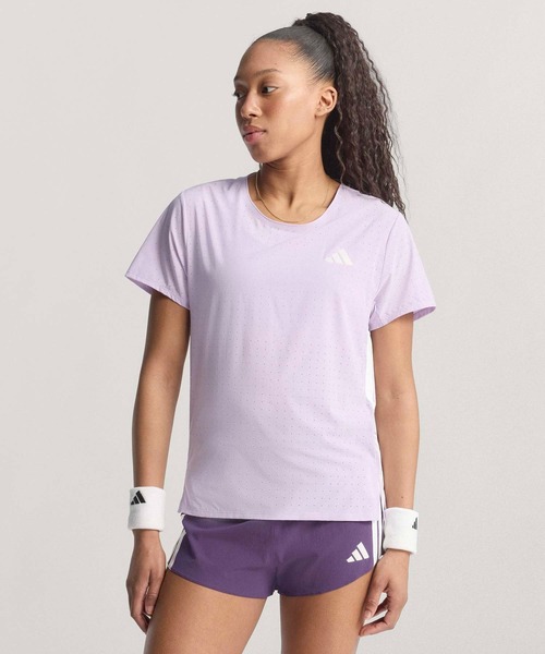 adidas(アディダス)の「アディゼロ ランニング半袖Tシャツ / アディダス adidas(Tシャツ/カットソー・レディース・バイオレット・X-LARGE/MEDIUM/LARGE/XX-LARGE/SMALL)」の1枚目の写真