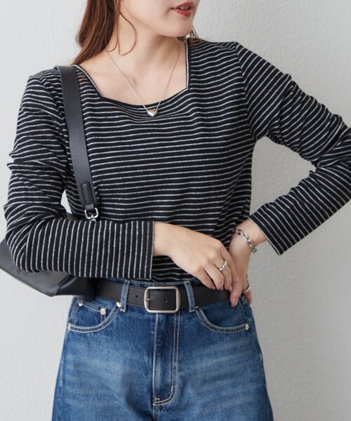 Remind me and forever(リマインドミーアンドフォーエバー)の「前後2WAYネックプルオーバー(Tシャツ/カットソー・レディース・その他12/グレー/ブラック/アイボリー・FREE)」の4枚目の写真