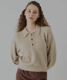 Kastane（カスタネ）の「【UNISEX/2サイズ展開】アンゴラブレンドシャギーニットポロシャツ（ニット/セーター）」