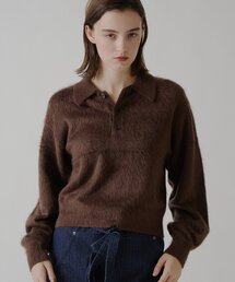 WHIMSIC | 【UNISEX/2サイズ展開】アンゴラブレンドシャギーニットポロシャツ(ニット/セーター)