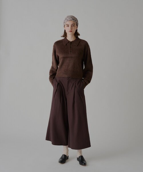 WHIMSIC（ウィムジック）の「【UNISEX/2サイズ展開】アンゴラブレンドシャギーニットポロシャツ（ニット/セーター・メンズ・ブラウン/オリーブ/ベージュ・2/1）」の17枚目の写真