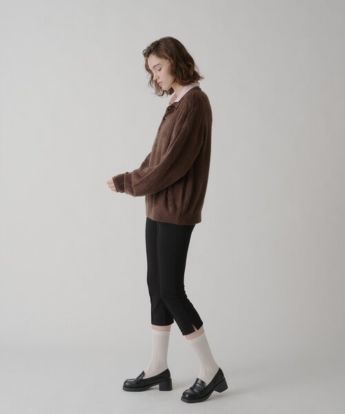 WHIMSIC（ウィムジック）の「【UNISEX/2サイズ展開】アンゴラブレンドシャギーニットポロシャツ（ニット/セーター・メンズ・ブラウン/オリーブ/ベージュ・2/1）」の20枚目の写真