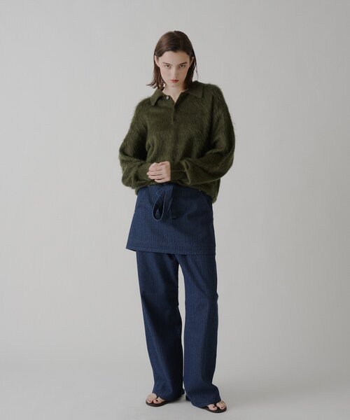 WHIMSIC（ウィムジック）の「【UNISEX/2サイズ展開】アンゴラブレンドシャギーニットポロシャツ（ニット/セーター・メンズ・ブラウン/オリーブ/ベージュ・2/1）」の8枚目の写真