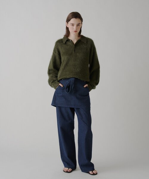 WHIMSIC（ウィムジック）の「【UNISEX/2サイズ展開】アンゴラブレンドシャギーニットポロシャツ（ニット/セーター・メンズ・ブラウン/オリーブ/ベージュ・2/1）」の9枚目の写真