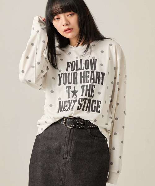セール】【Snap club】BIGロゴ ラインストーン オーバーサイズロンT（T