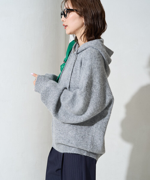 FREAK'S STORE(フリークスストア)の「限定展開 アンゴラミックス フーディ ニット プルオーバー(ニット/セーター・レディース・ブラック/ベージュ/ネイビー/グレー/ナチュラル・フリ-)」の3枚目の写真