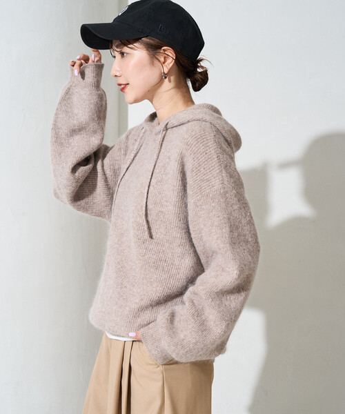 FREAK'S STORE(フリークスストア)の「限定展開 アンゴラミックス フーディ ニット プルオーバー(ニット/セーター・レディース・ブラック/ベージュ/ネイビー/グレー/ナチュラル・フリ-)」の11枚目の写真