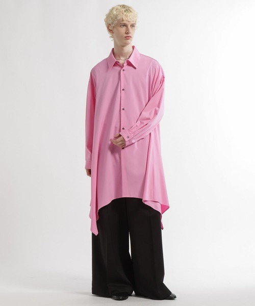 HARE（ハレ）の「スカートヘムロングシャツ(HARE)（シャツ/ブラウス・メンズ・ブラック/ピンク/ホワイト・FREE）」の8枚目の写真