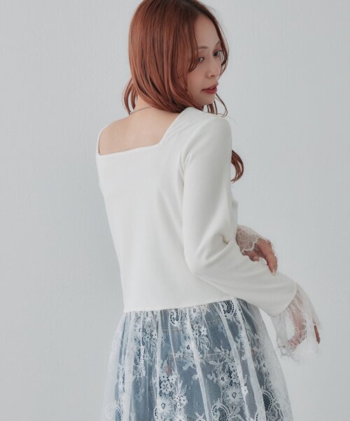 DISCOAT(ディスコート)の「前後2WAYレース切替ロングスリーブ(Tシャツ/カットソー・レディース・オフホワイト/ブラック系その他/ホワイト/ブラック・FREE)」の17枚目の写真