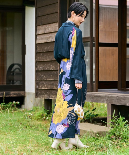 倭物やカヤ(ワモノヤカヤ)の「【倭物やカヤ】花つづりならいワンピース(ワンピース・レディース・ダークネイビー/グリーン系その他/エンジ・FREE)」の7枚目の写真