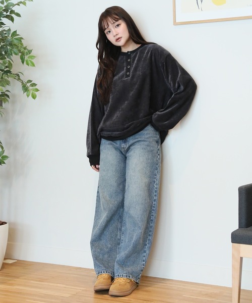 KANGOL(カンゴール)の「【KANGOL/カンゴール】別注 ロゴ刺繍 モールツイル ヘンリーネック ニットソー(ニット/セーター・メンズ・ネイビー/グリーン/アイボリー/チャコールグレー/ブラック・M/L/XL)」の10枚目の写真