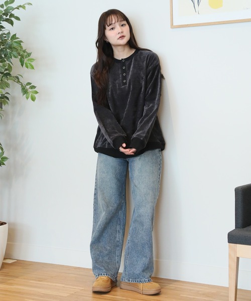 KANGOL(カンゴール)の「【KANGOL/カンゴール】別注 ロゴ刺繍 モールツイル ヘンリーネック ニットソー(ニット/セーター・メンズ・ネイビー/グリーン/アイボリー/チャコールグレー/ブラック・M/L/XL)」の11枚目の写真