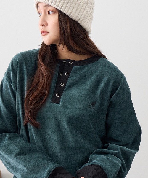 KANGOL(カンゴール)の「【KANGOL/カンゴール】別注 ロゴ刺繍 モールツイル ヘンリーネック ニットソー(ニット/セーター・メンズ・ネイビー/グリーン/アイボリー/チャコールグレー/ブラック・M/L/XL)」の18枚目の写真