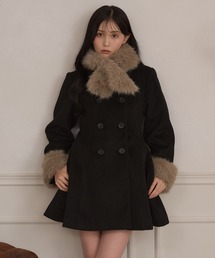 ファーティペット付きフレアコート