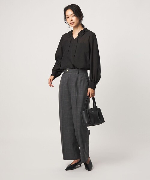 green label relaxing(グリーンレーベルリラクシング)の「シアー フリルネック ブラウス(シャツ/ブラウス・レディース・ネイビー/オフホワイト/ブラック・FREE)」の16枚目の写真