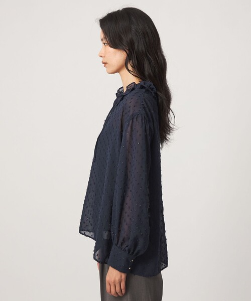 green label relaxing(グリーンレーベルリラクシング)の「シアー フリルネック ブラウス(シャツ/ブラウス・レディース・ネイビー/オフホワイト/ブラック・FREE)」の18枚目の写真